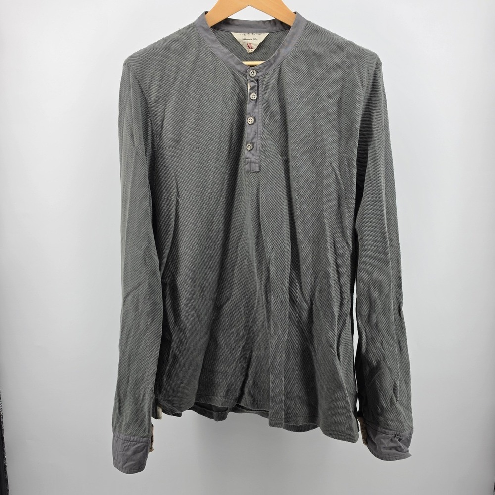Rag & Bone Mens XL Gray Waffle Knit Long Sleeve Henley Shirt Cotton